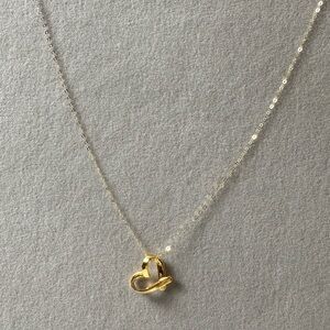 18K Real Saudi Gold Heart Pendant with Tauco Chain (18”)